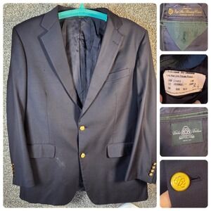 Brooks Brothers Country Club Loro Piana Navy Wool Blazer Gold Buttons Mens 44L